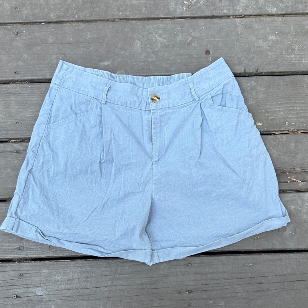 Belle Pogue High Rise Light Gray/ Blue Women's Shorts size 2XL
